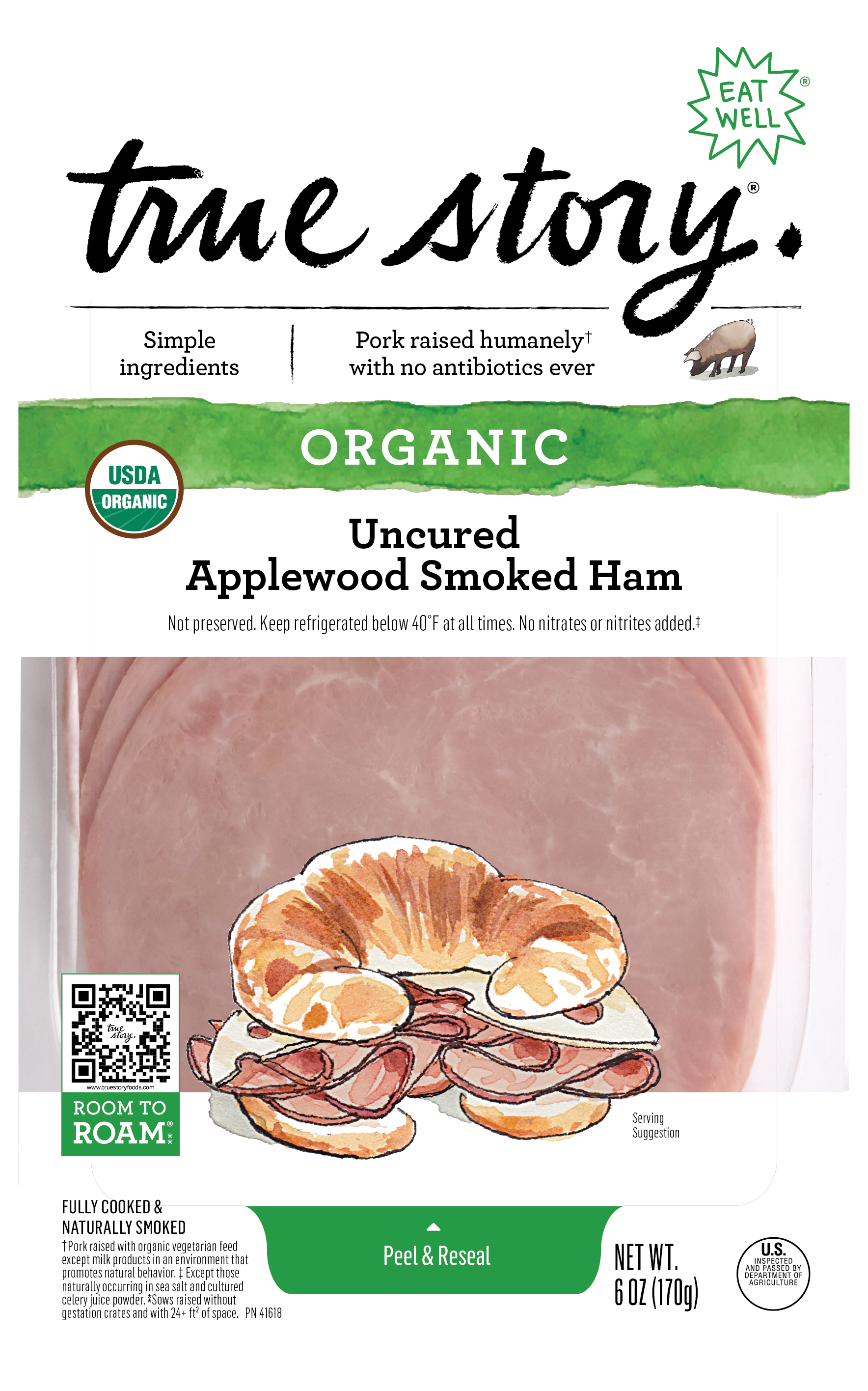 Organic Uncured Applewood Smoked Ham Packaging