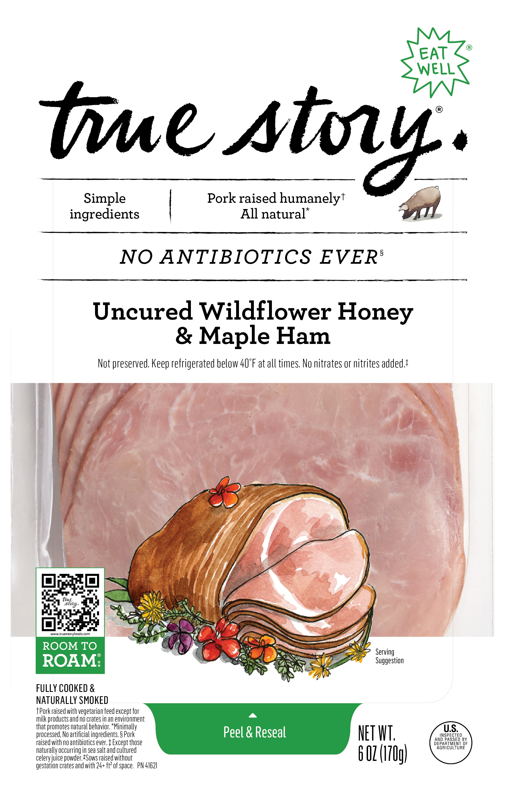 Uncured Wildflower Honey & Maple Ham (Sliced) Product Packaging