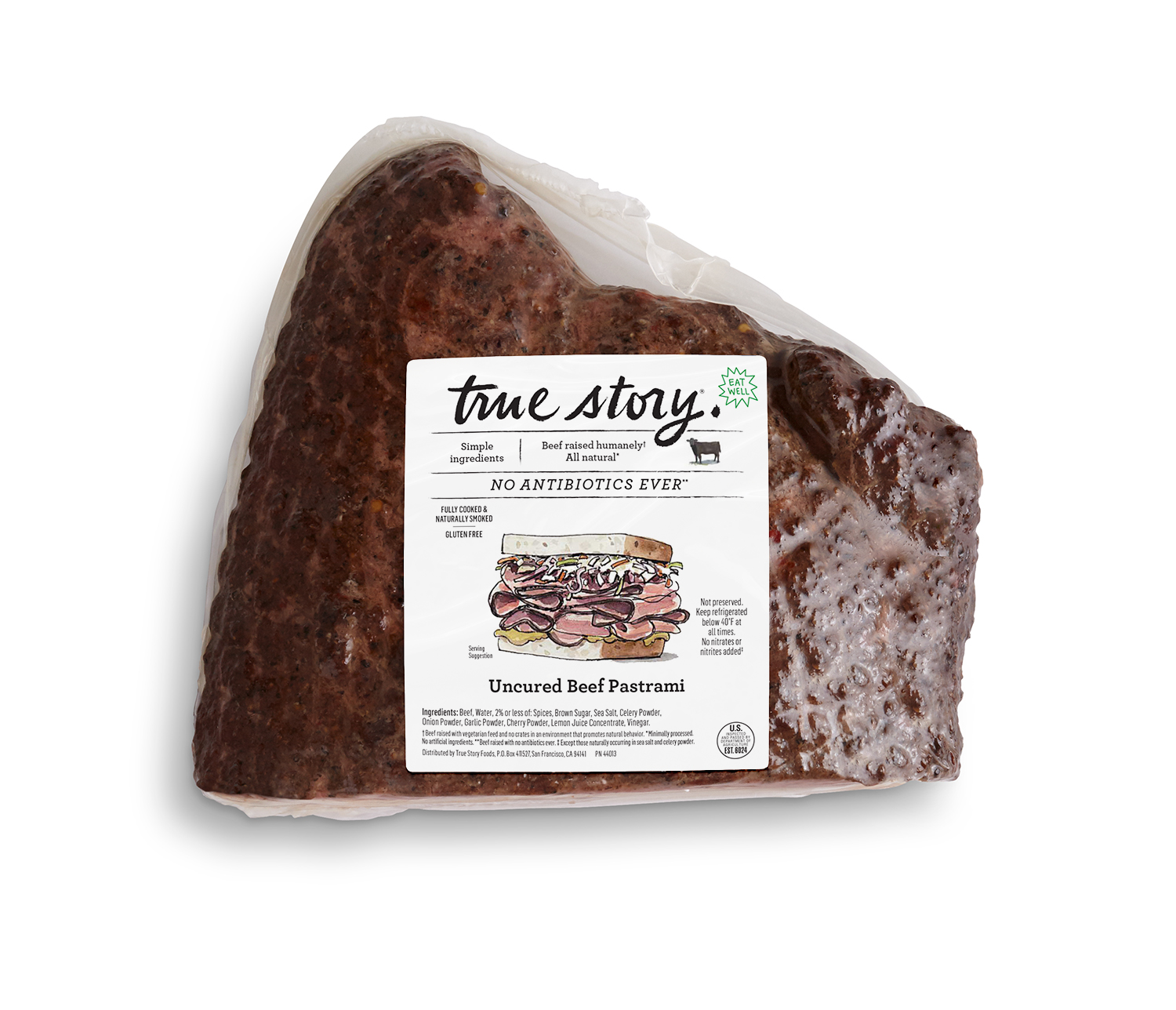 Uncured Beef Pastrami Product Packaging