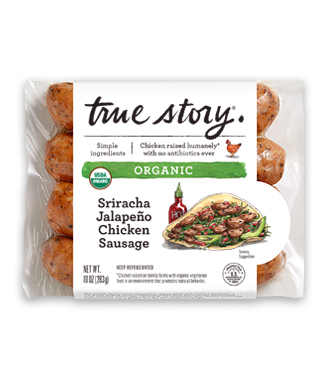 Organic Sriracha Jalapeño Chicken Sausage Product Packaging