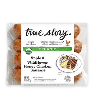 Organic Apple & Wildflower Honey Chicken Sausage Product Packaging