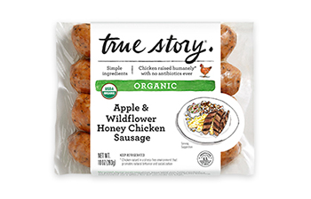 Organic Apple & Wildflower Honey Chicken Sausage Packaging