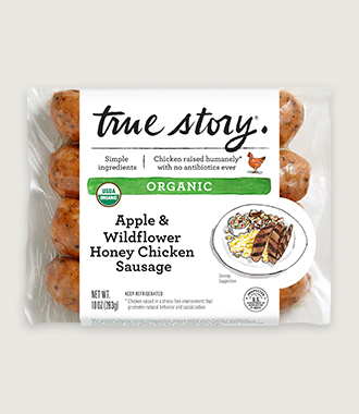 Organic Apple & Wildflower Honey Chicken Sausage Product Packaging