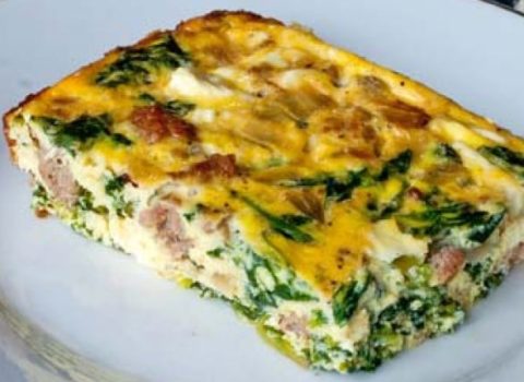 Chicken Sausage, Feta and Kale Frittata