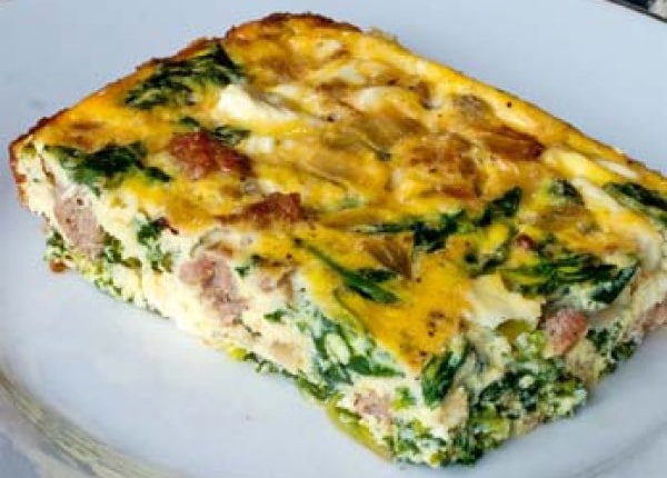 Chicken Sausage, Feta and Kale Frittata