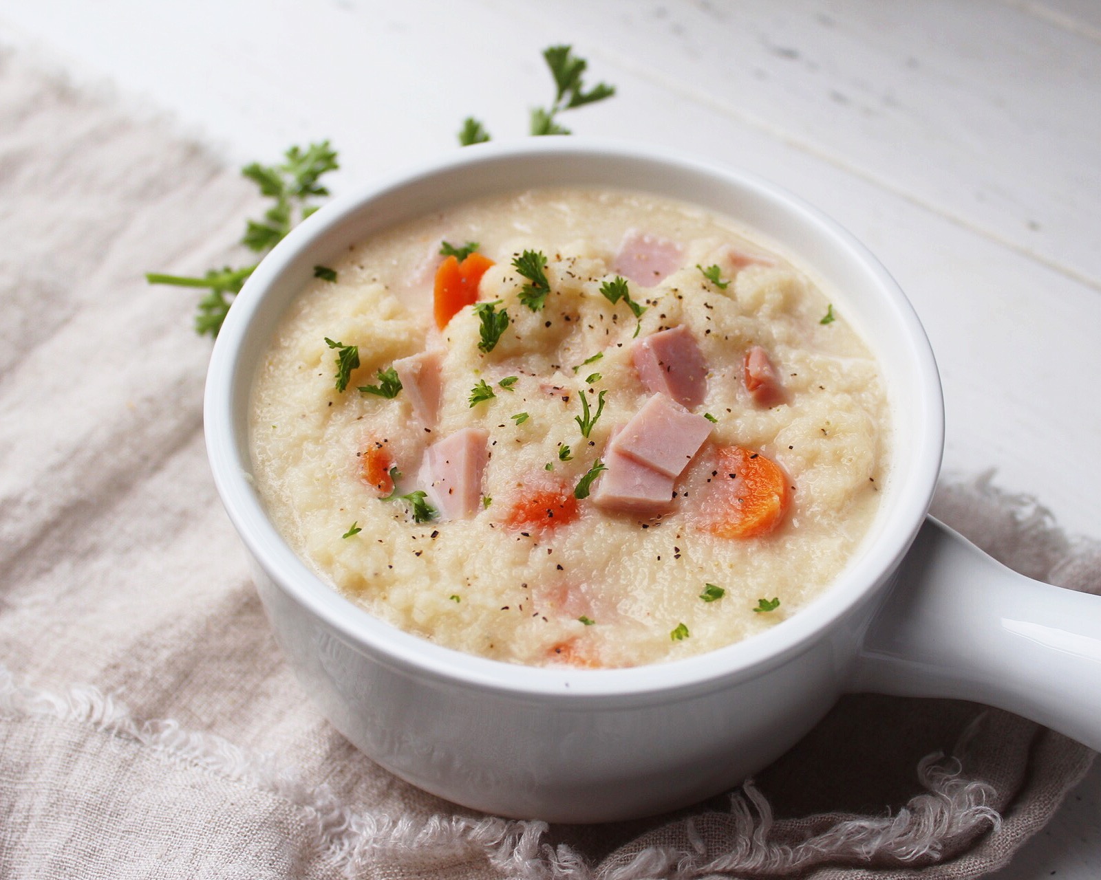 Creamy Ham and Cauliflower Soup True Story Foods