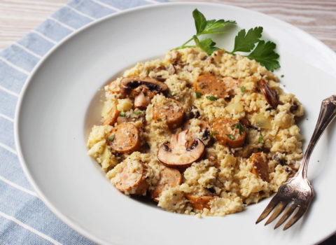 Sausage and Mushroom Cauliflower “Risotto”