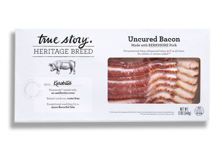 Kurobuta Uncured Bacon Product Packaging
