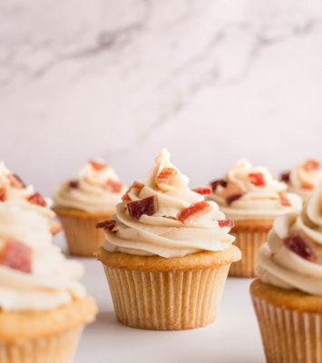 Maple cupcakes with candied bacon