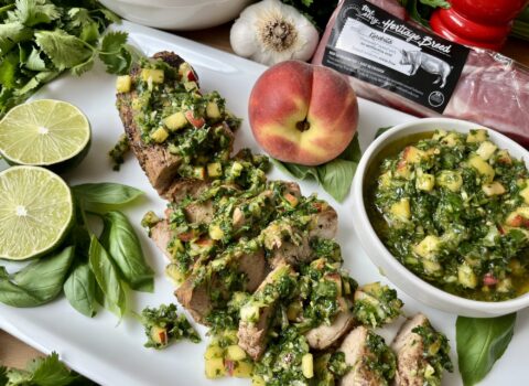 Pork Tenderloin with Peach Chimichurri