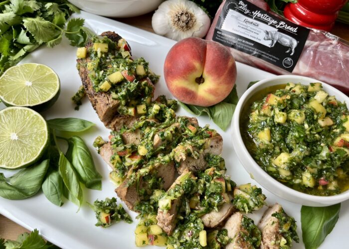 Pork Tenderloin with Peach Chimichurri