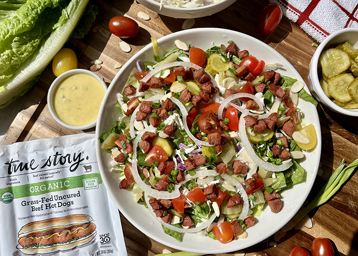 Hot Dog Salad with Sweet Mustard Dressing