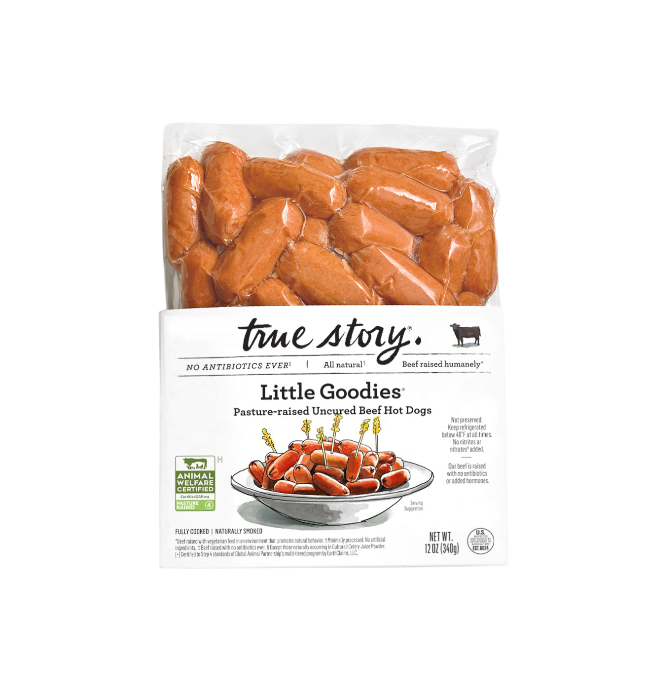 Little Goodies Pasture-Raised Beef Hot Dogs Packaging