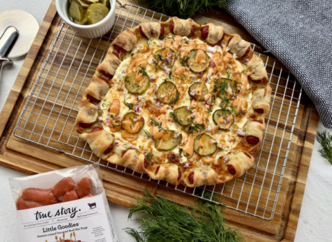 Hot Dog Stuffed Crust Pizza