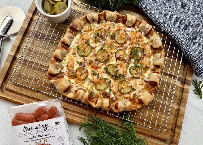 Hot Dog Stuffed Crust Pizza