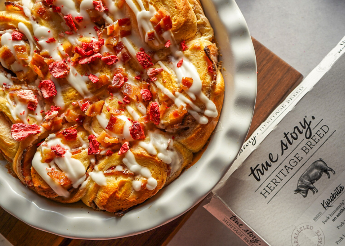 Strawberry Bacon Cinnamon Rolls